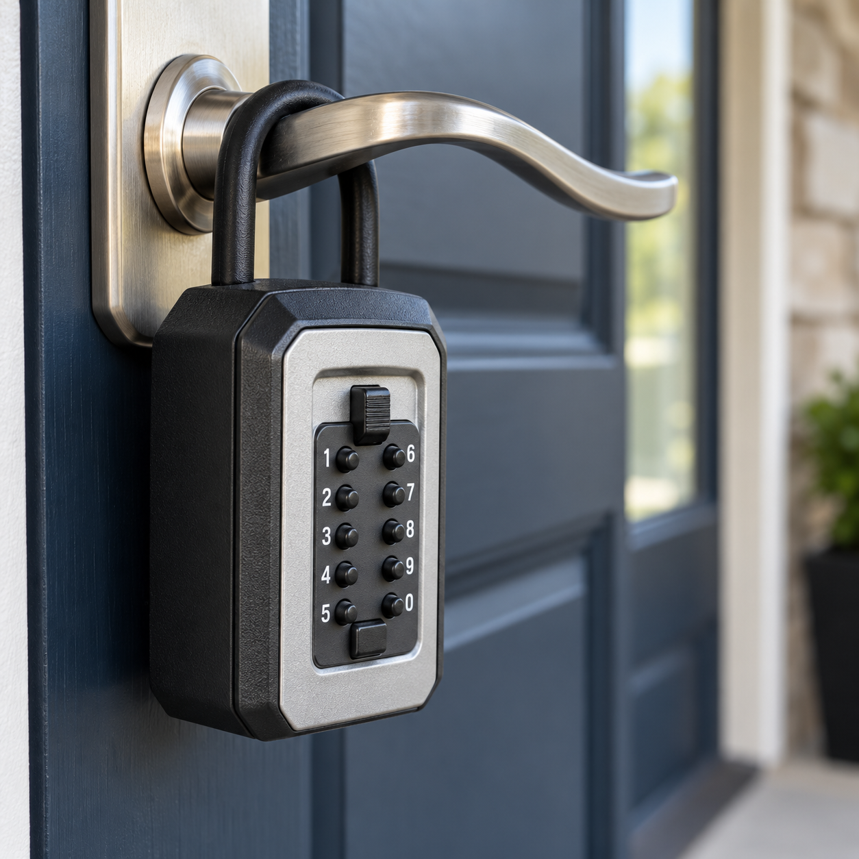 Modern Key Lockbox on Blue Door.png